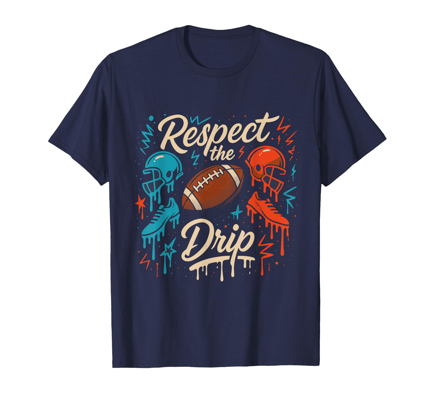 Respect The Drip Football Helmets Sneakers Kids Teens Men T-Shirt