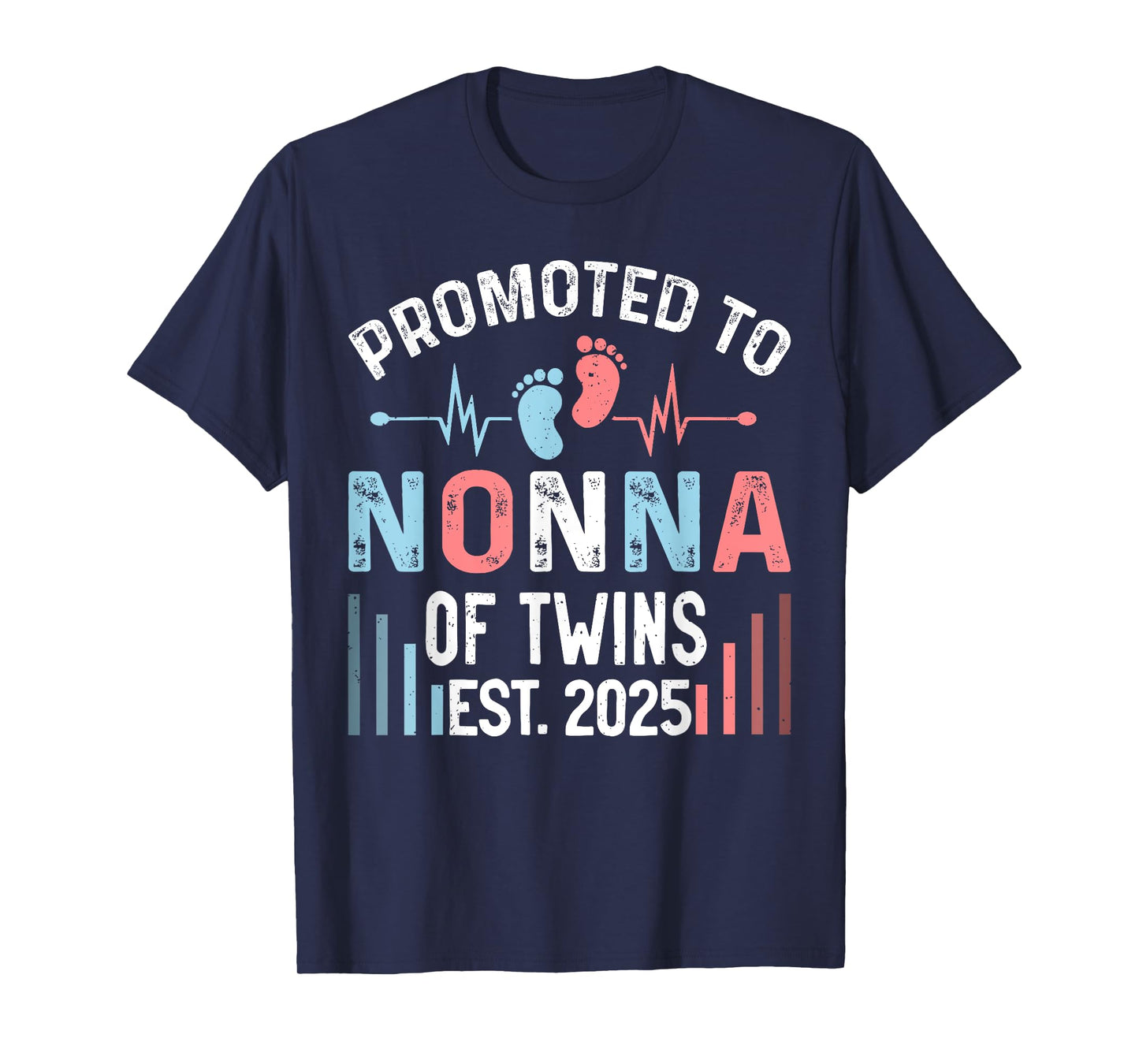 Promoted To Nonna Of Twins Est 2025 Twin Baby Shower T-Shirt