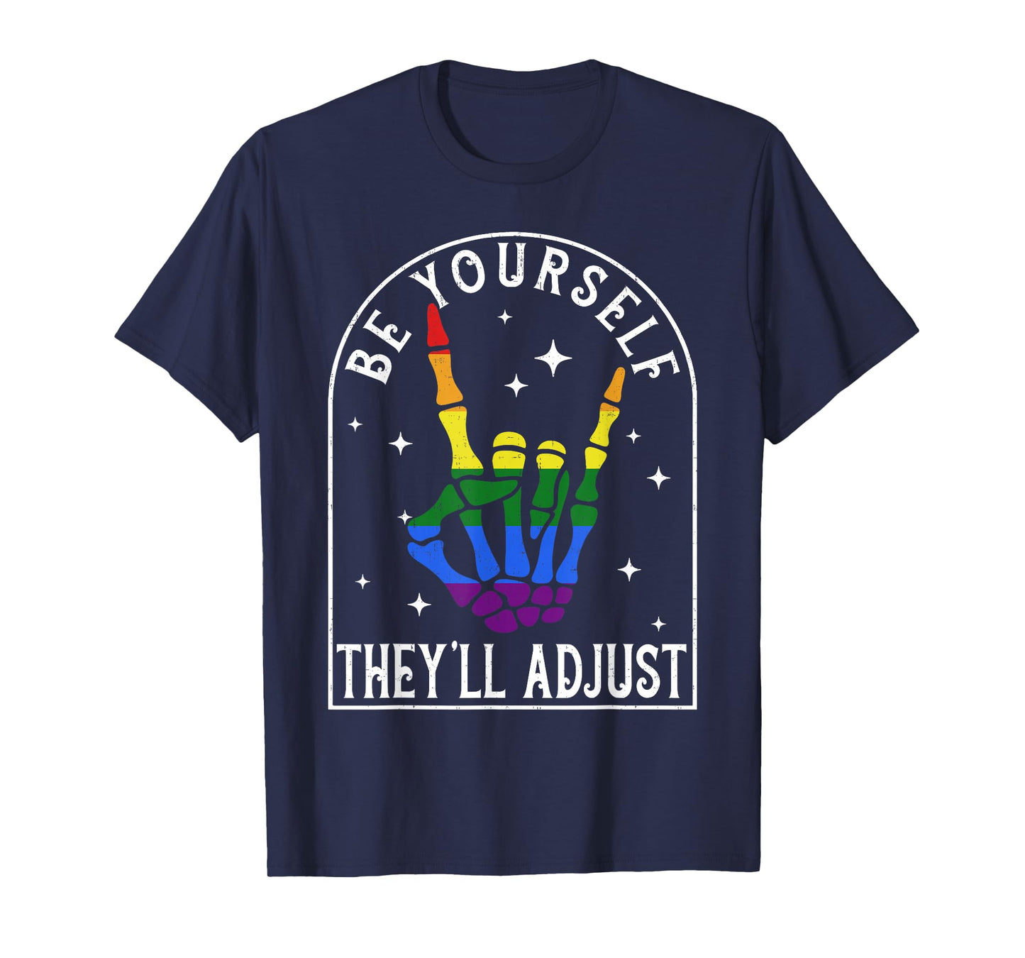 Funny Skeleton Hand LGBTQ Pride Rock Gift Women Girls T-Shirt