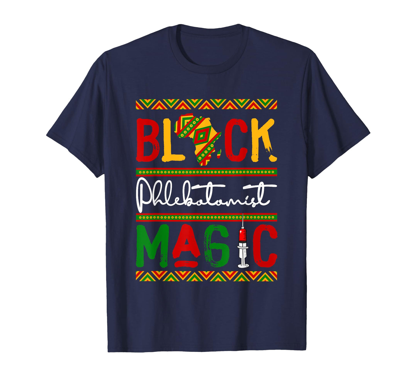 Black Costume Phlebotomist Proud Black History Month Afro T-Shirt