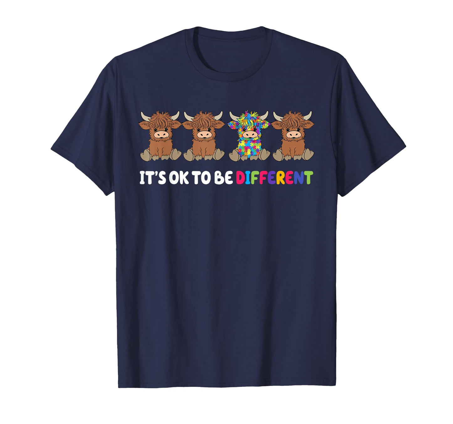 Groovy It's Ok To Be Different Cow Autism Awareness Month T-Shirt