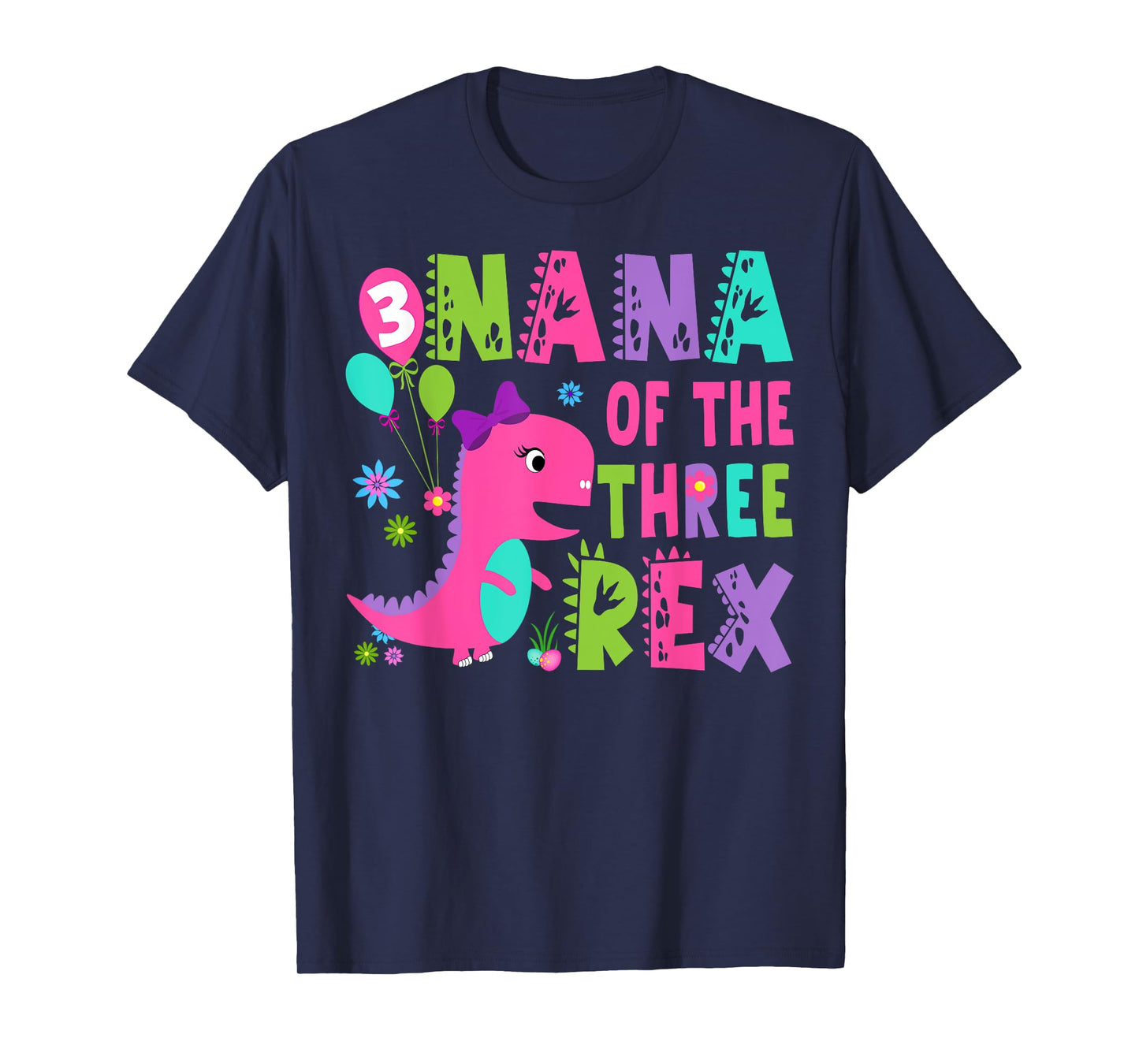 Nana of The Three Rex Dinosaur T-Rex 3Rd Birthday Boy T-Shirt