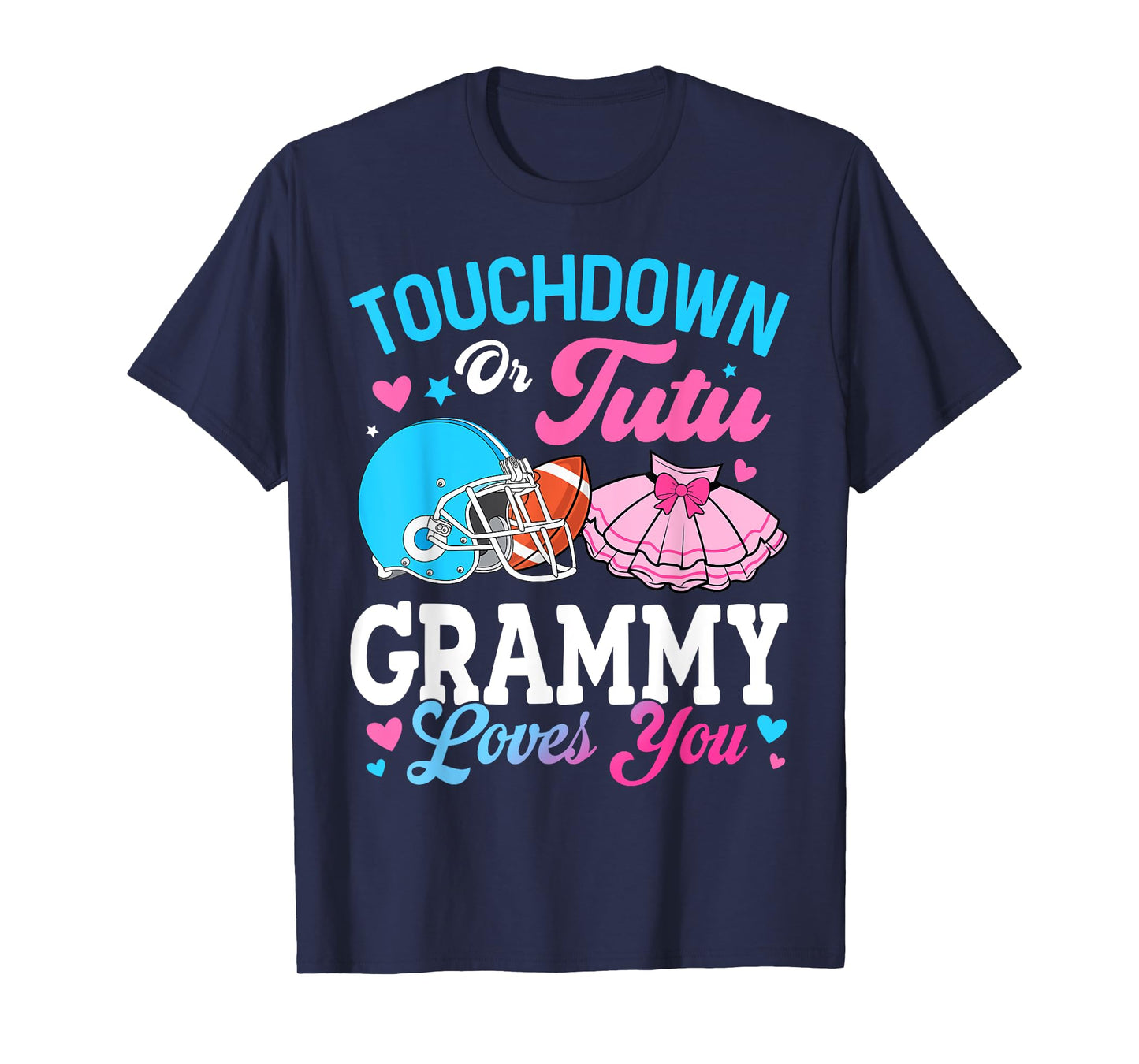 Touchdown or Tutu Grammy Loves You Gender Reveal Family T-Shirt