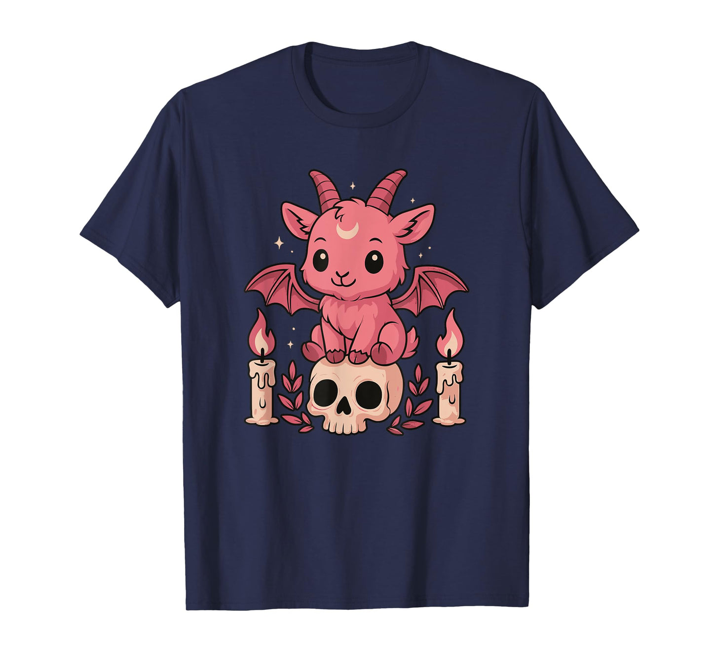Kawaii Pastel Goth Cute Creepy Goat Bat Skeleton T-Shirt