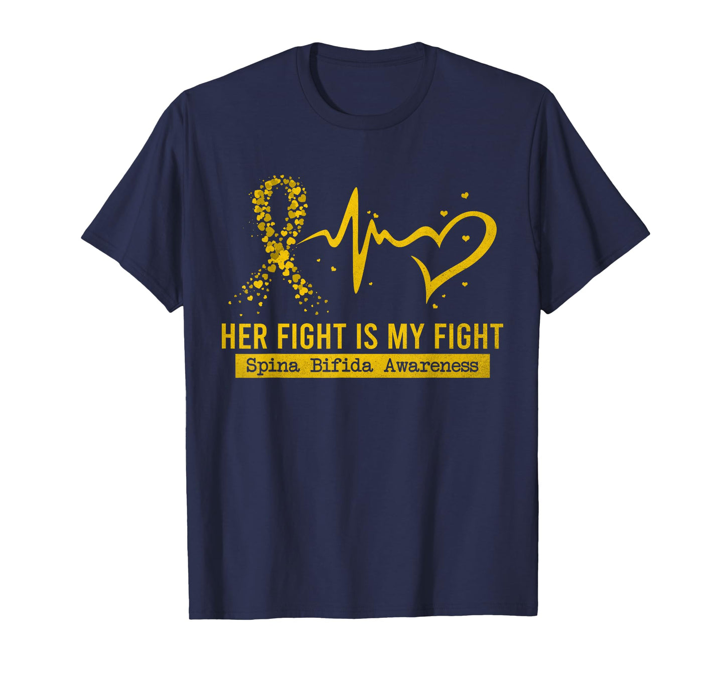 Her Fight Is My Fight Heart Ribbon Spina Bifida Awareness T-Shirt