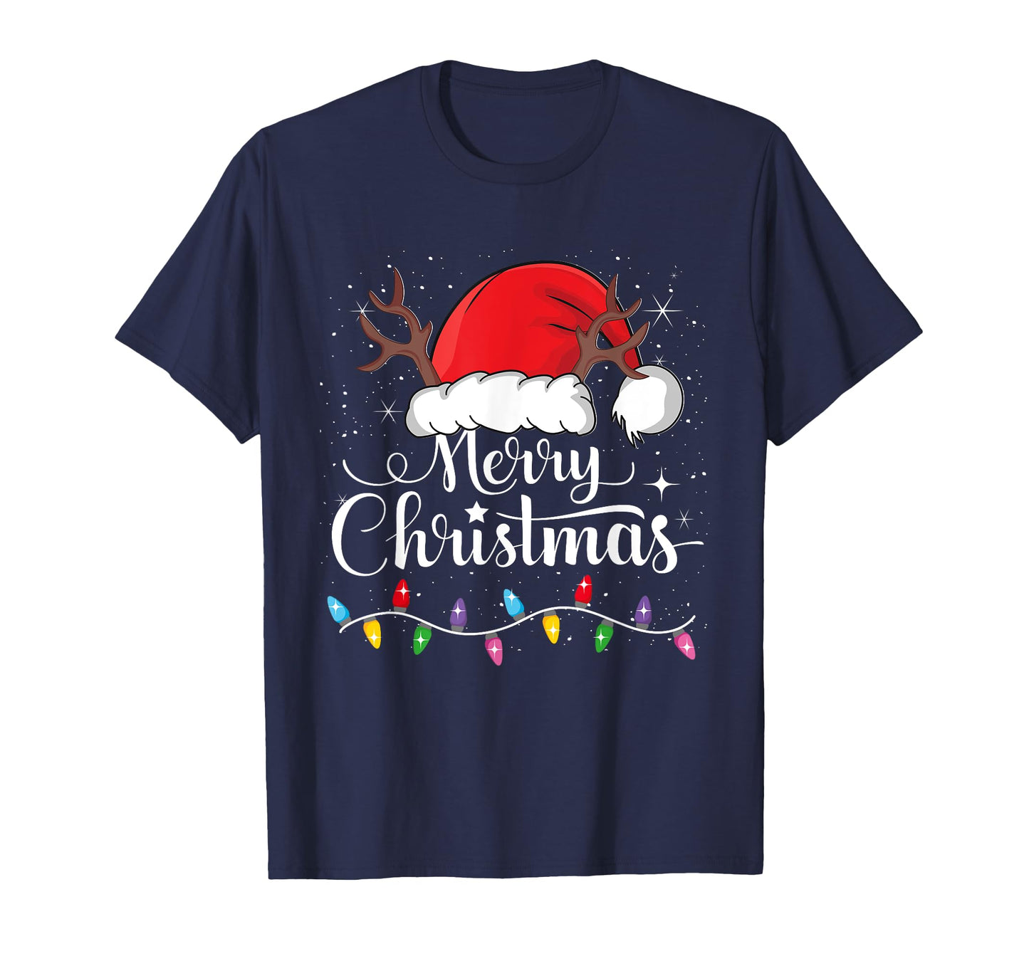 Merry Christmas Red Santa Hat Reindeer Xmas Family Men Women T-Shirt