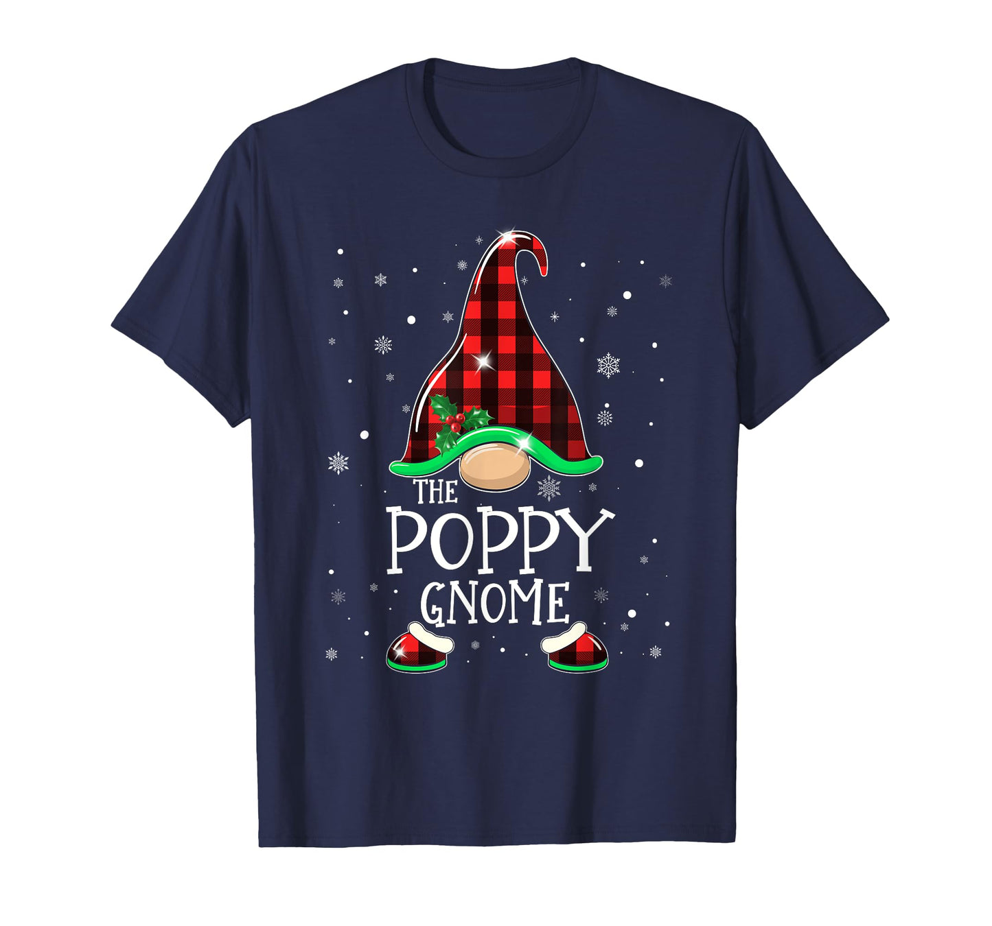 Funny POPPY Gnome Buffalo Plaid Matching Christmas Xmas T-Shirt