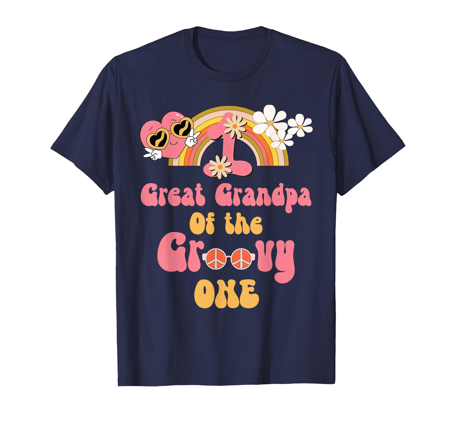 Great Grandpa of the Groovy one peace sign birthday matching T-Shirt