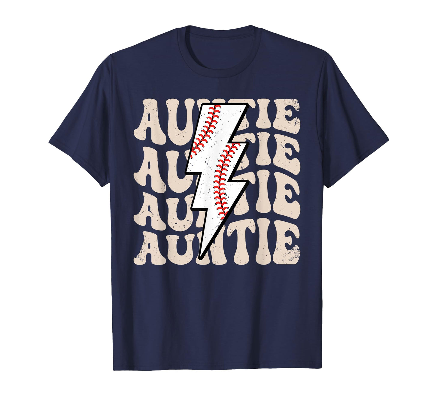 Lightning Groovy Proud Aunt Baseball Auntie Family Matching T-Shirt