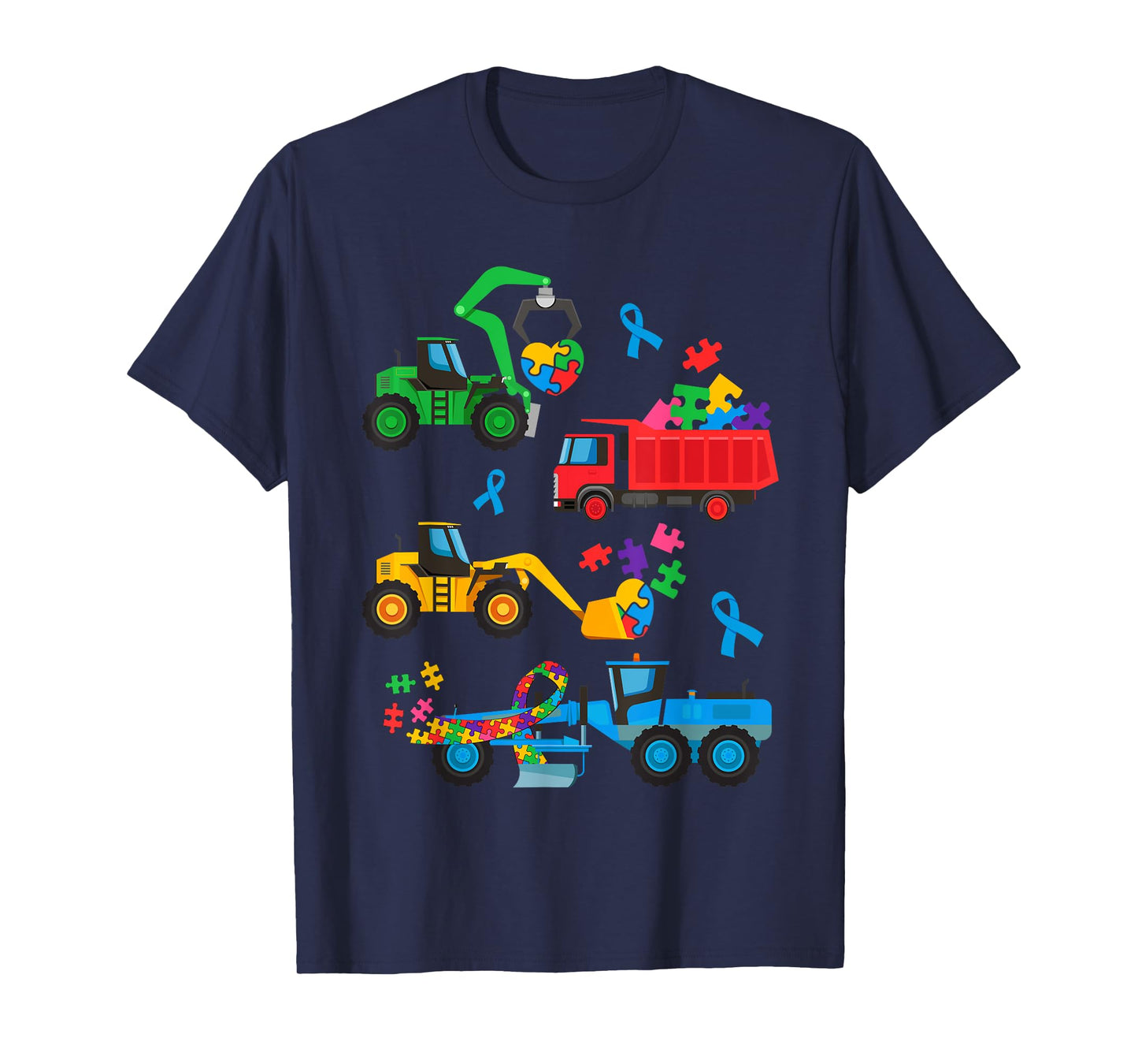 Autism Awareness Construction Truck Excavator Autistic Kids T-Shirt
