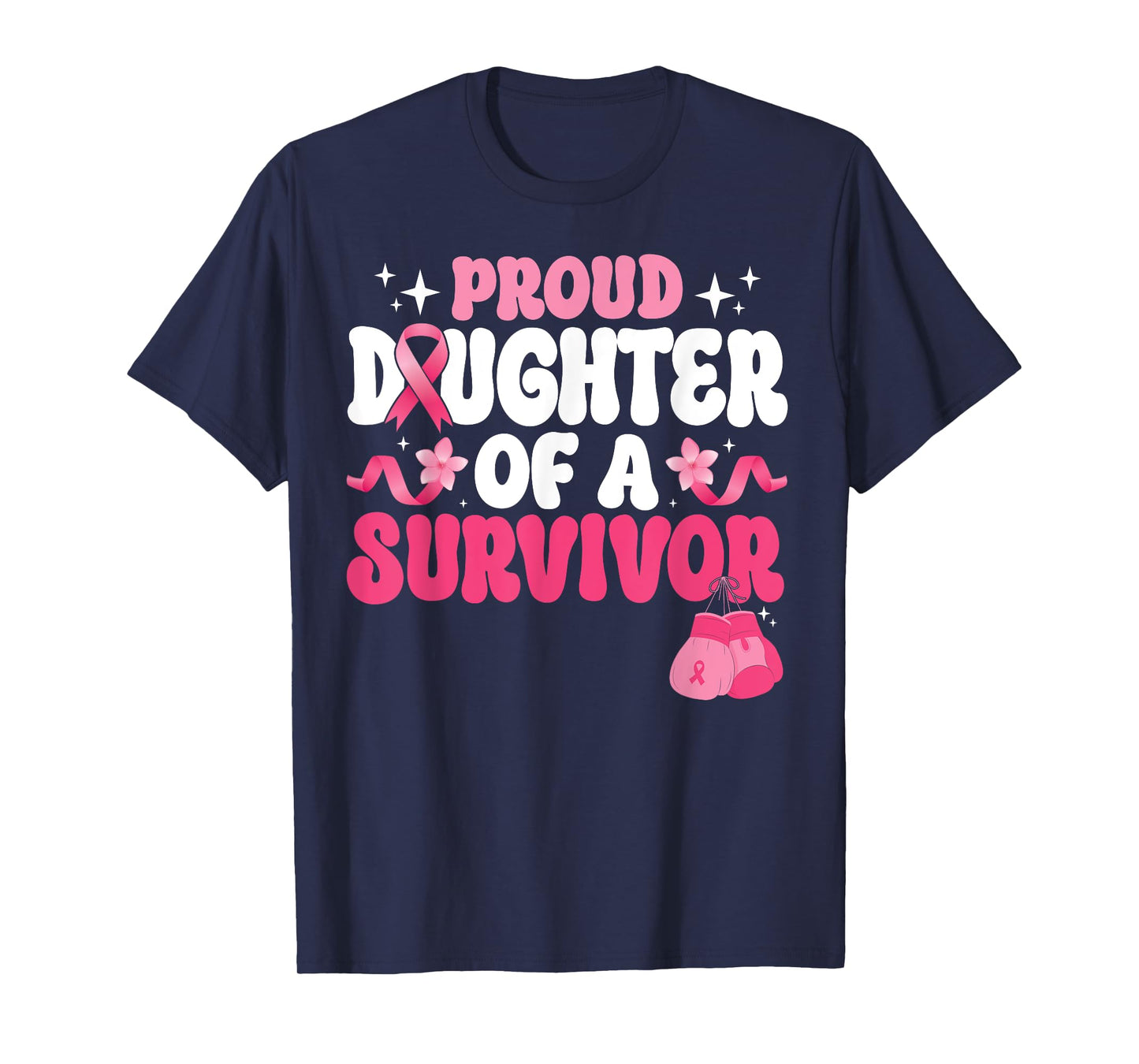 Groovy Proud Daughter Of Survivor Breast Cancer Awareness T-Shirt