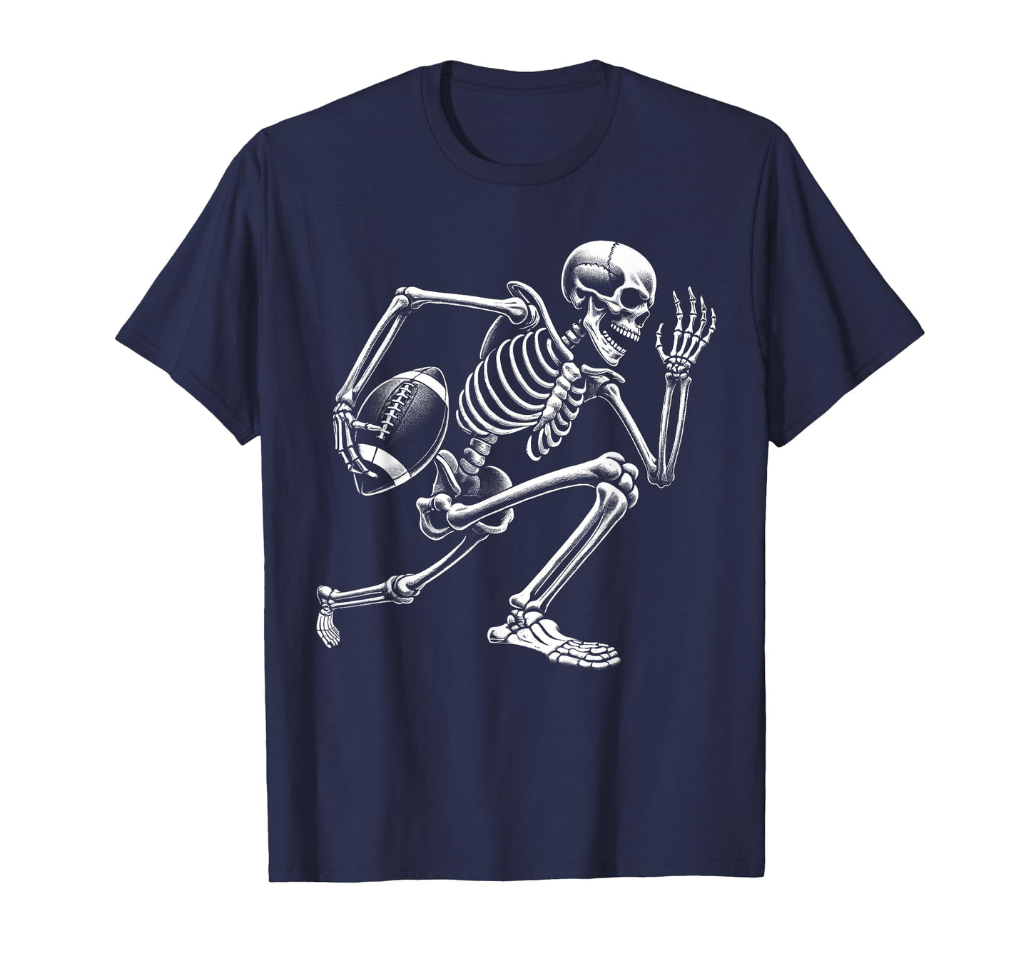 Football Skeleton Playing Football Halloween Skull Lover T-Shirt