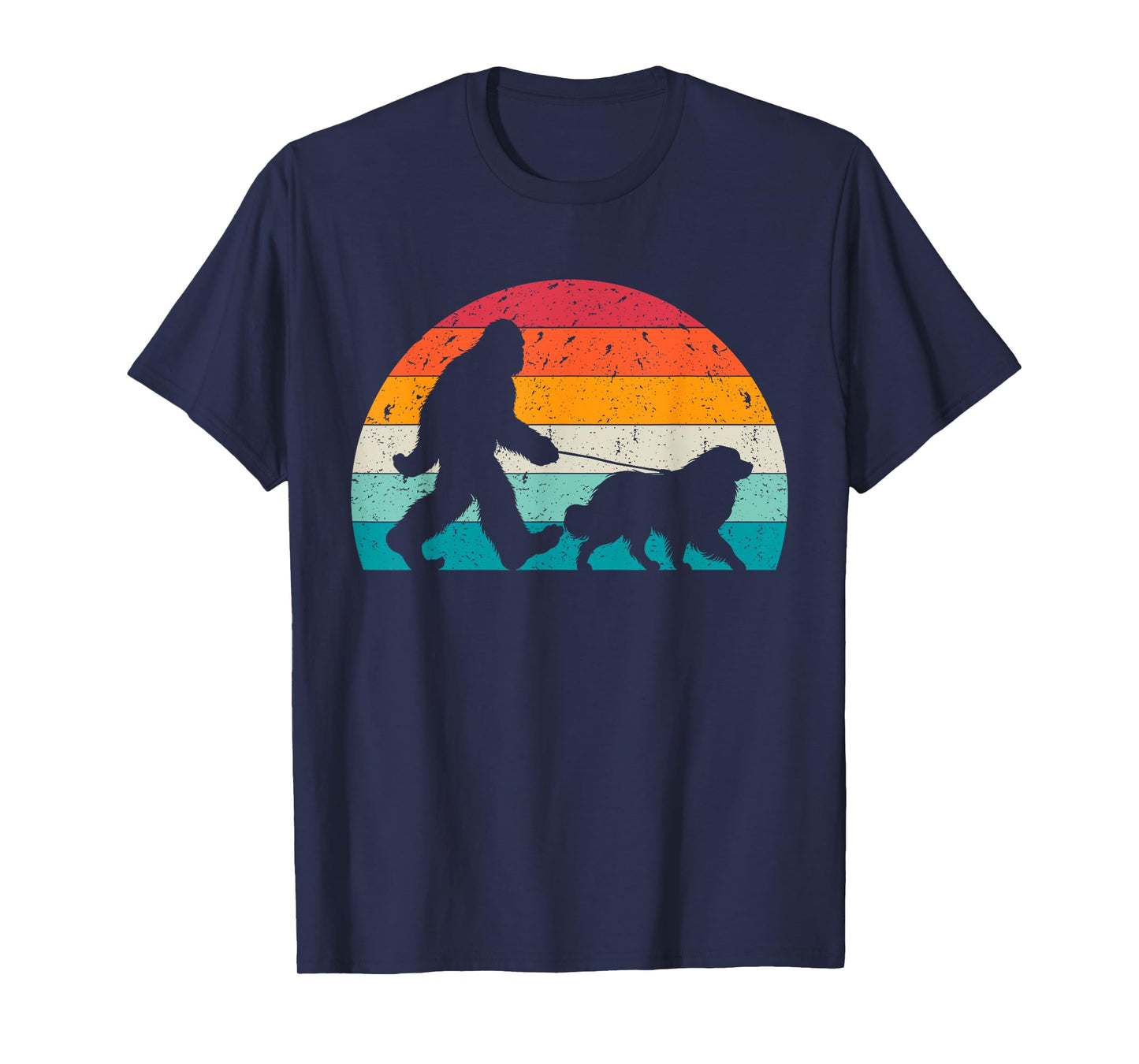 Bigfoot Walking a Dog Funny Great Pyrenees Lovers Dog Dad Men Women Kids T-Shirt