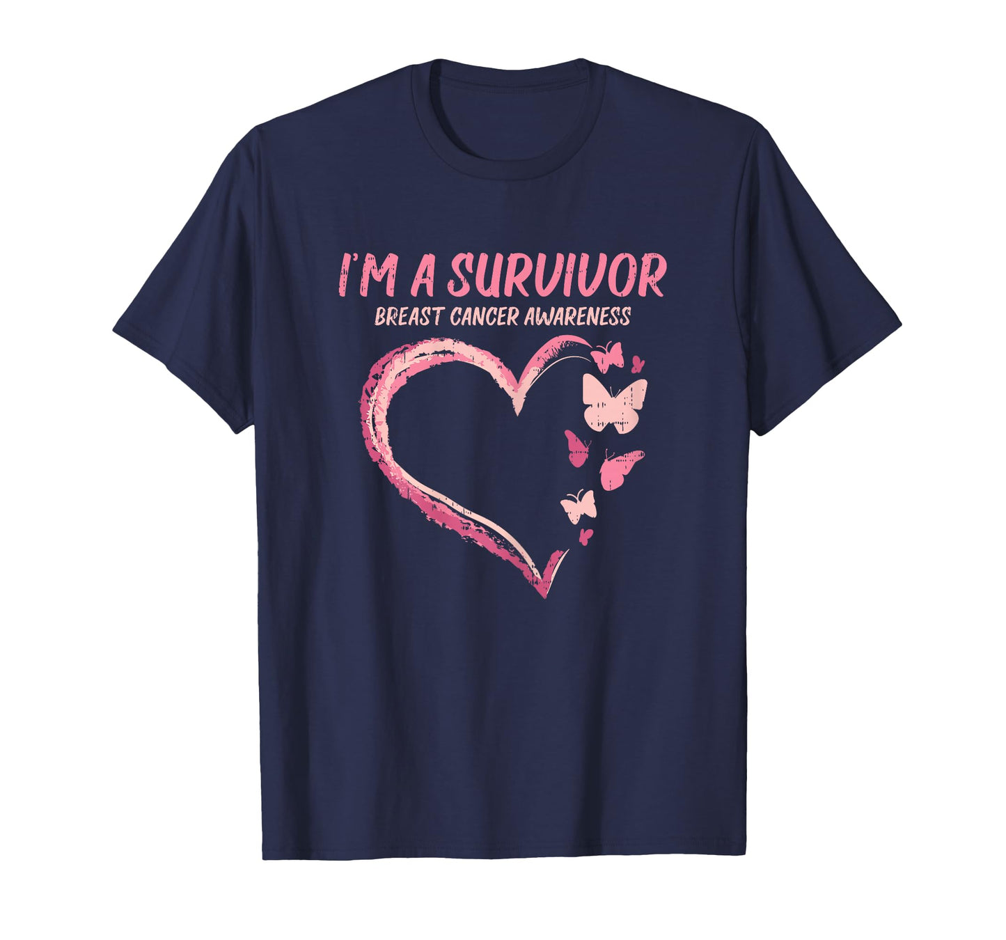 Survivor Heart Butterfly Breast Cancer Aware Support Gift T-Shirt
