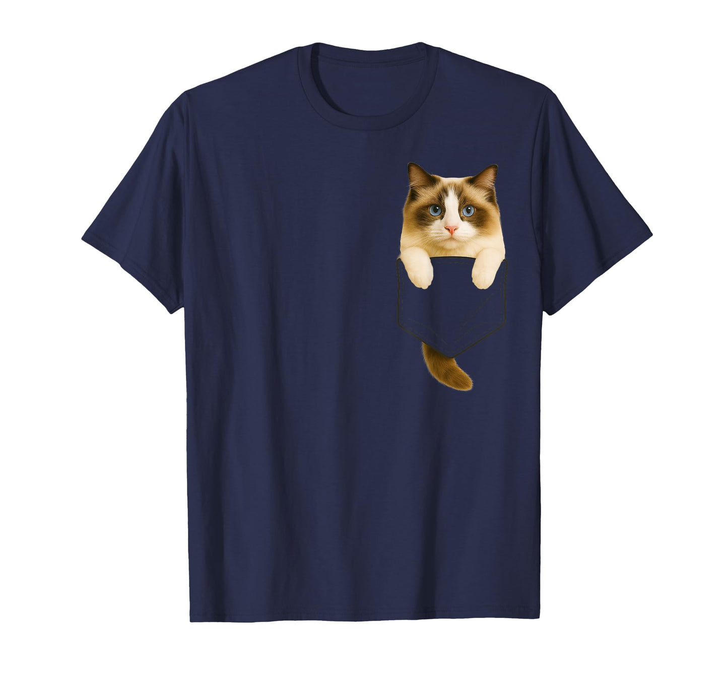 Ragdoll Cat Pocket Funny Gifts Cat Mom Cat Dad Cat Lover T-Shirt