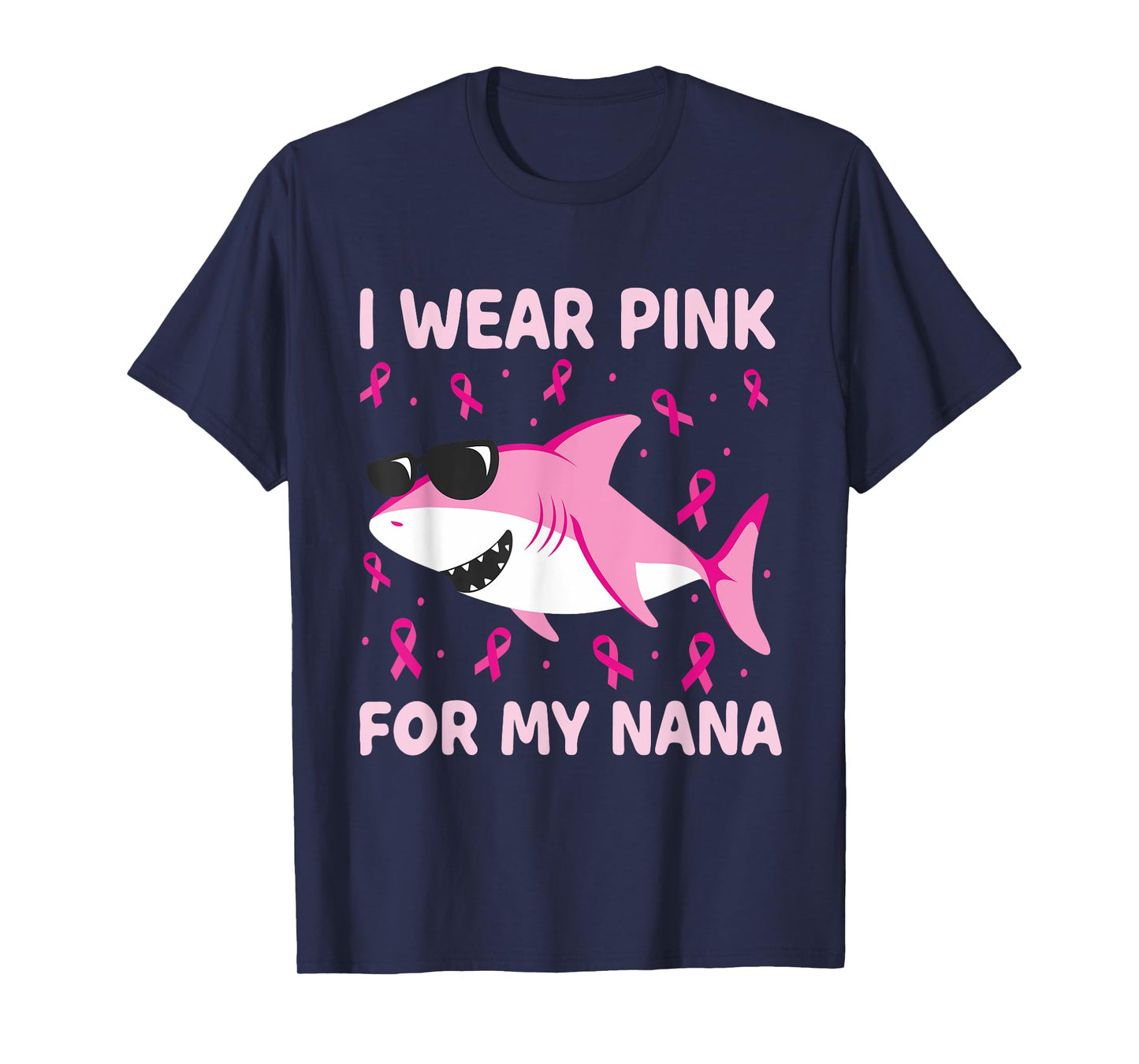 Shark I Wear Pink For My Nana Breast Cancer Kids Boy T-Shirt