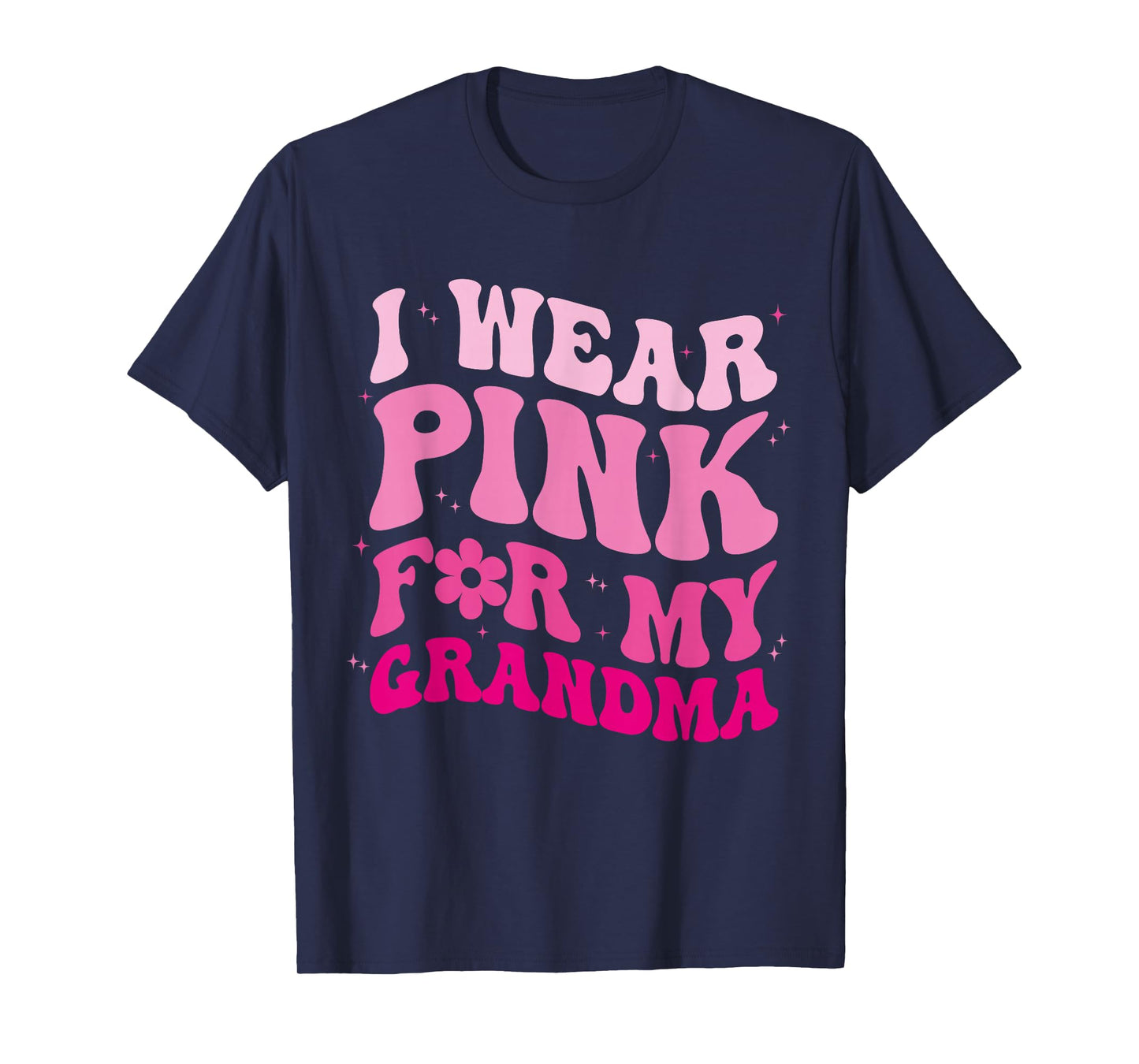 I Wear Pink for my Grandma Groovy Breast Cancer Women Kid T-Shirt