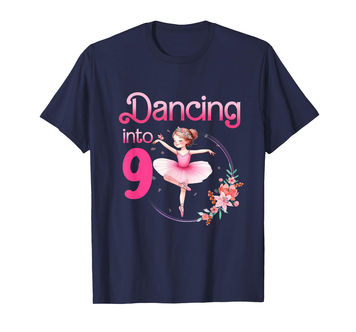 Dancing Into 9 Ballerina 9th Birthday Party Ballet Girls T-Shirt