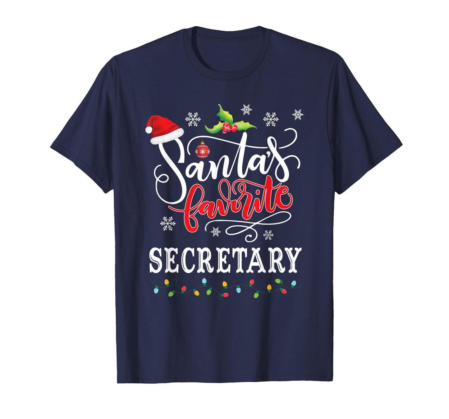 Santa's Favorite Secretary Funny Christmas Xmas Hat T-Shirt