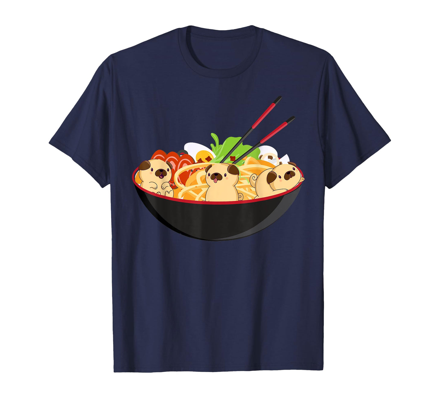 Cute Pug & Ramen Tee Kawaii Anime Pug Puppy Lover Gift T-Shirt