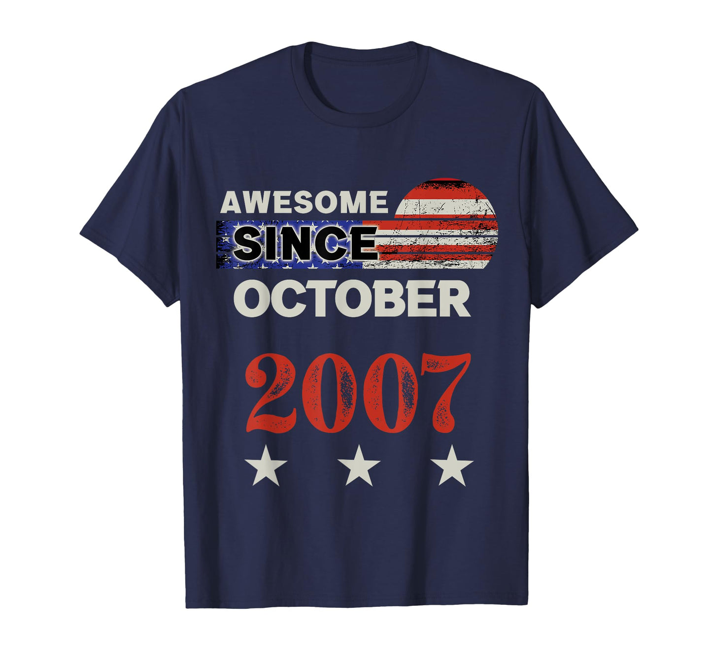 Awesome Since 2007 Vintage USA Flag Classic October 2007 T-Shirt