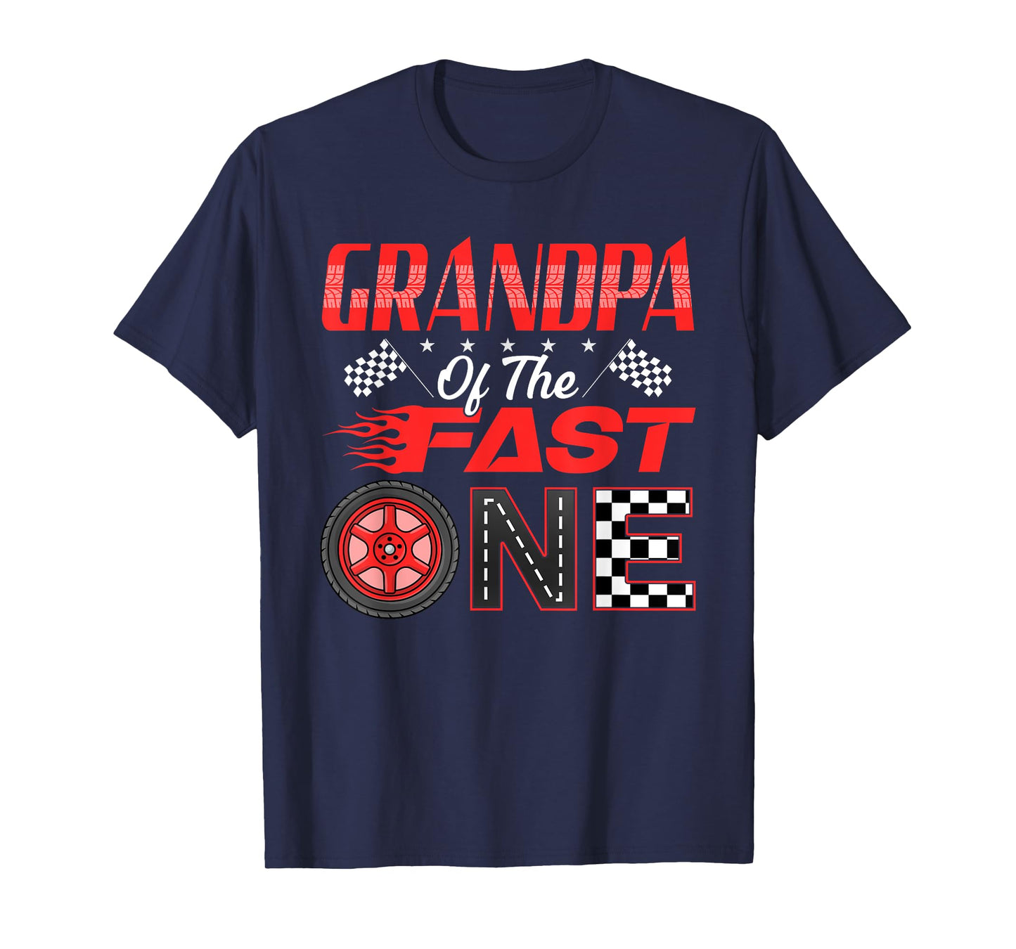 Grandpa of The Fast One First Birthday Racing Car Family T-Shirt
