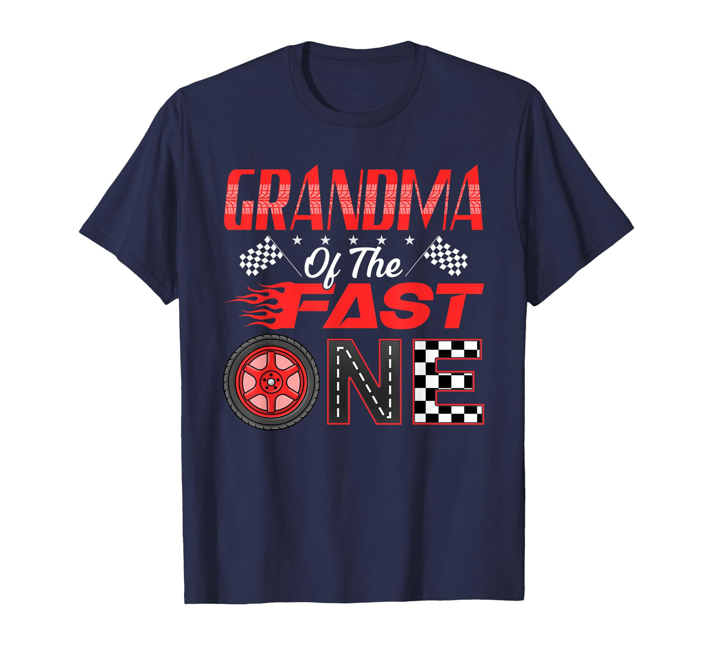Grandma of The Fast One First Birthday Racing Car Family T-Shirt