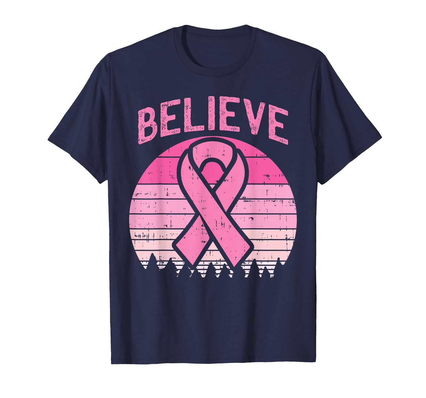 Believe Breast Cancer Awareness Pink Ribbon Women Survivor T-Shirt