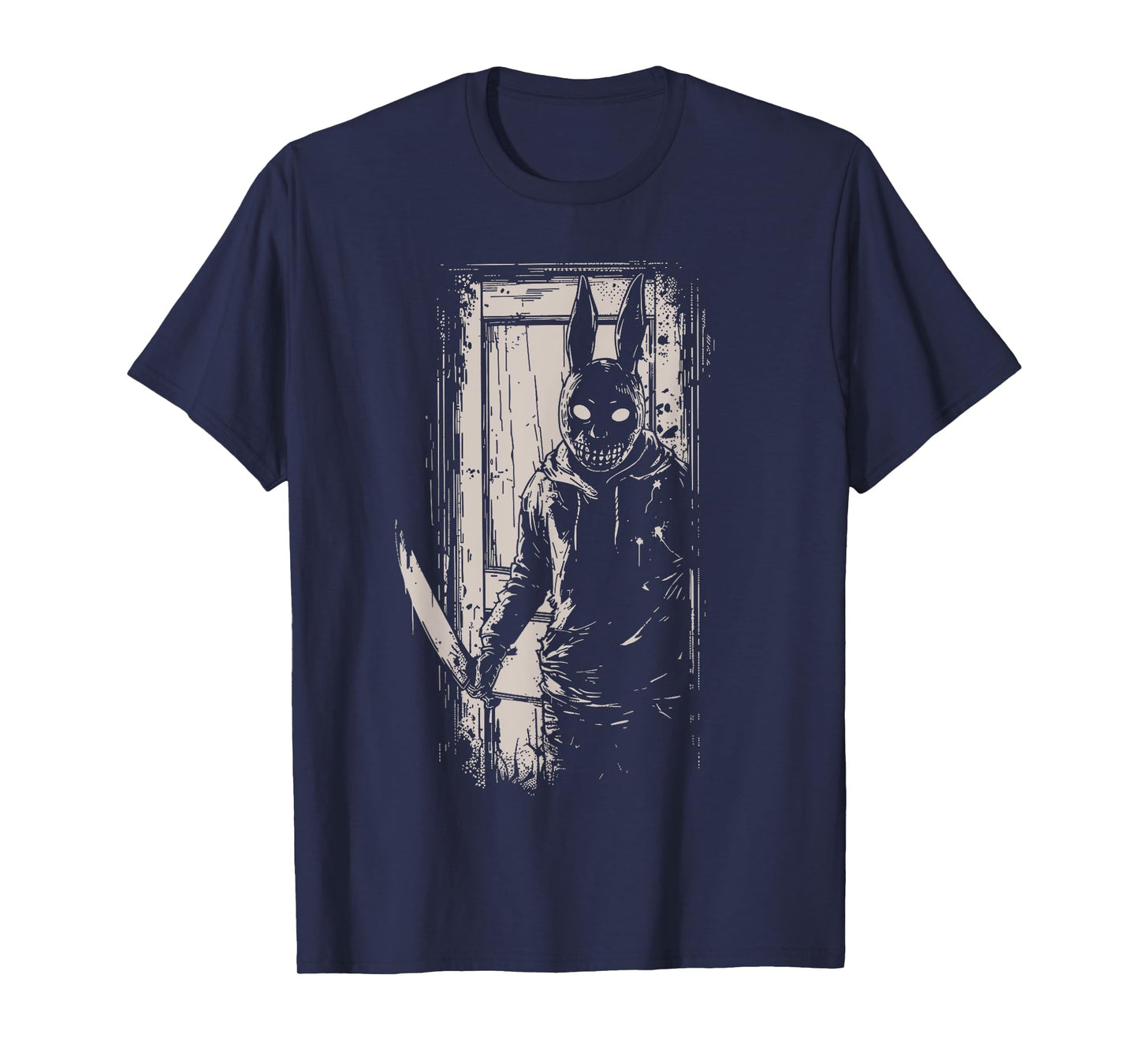 Horror Scary Creepy Bunny Mask Man Rabbit Alt Goth Slasher T-Shirt