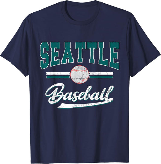 Retro Game Day Vintage Seattle Baseball T-Shirt