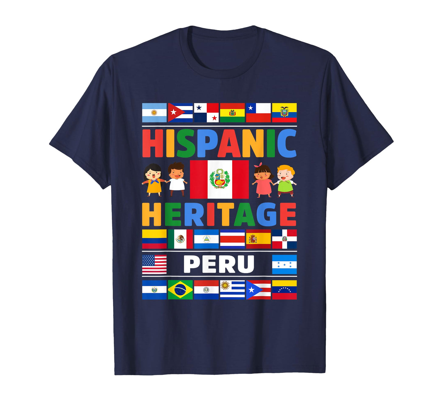 Hispanic Heritage Month Peru Flag Latino Kids T-Shirt