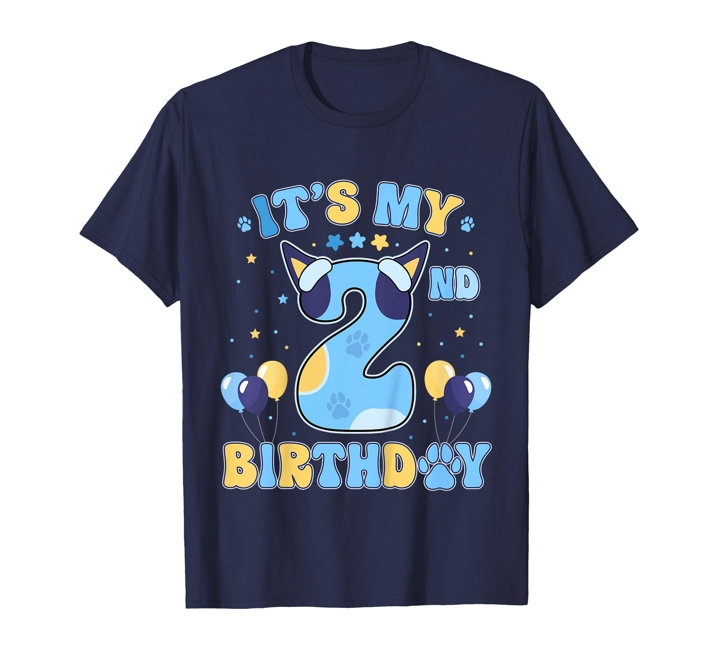 Kids Its my 2nd Birthday Boy Blue Dog Theme Party Cool 2 Year Old T-Shirt