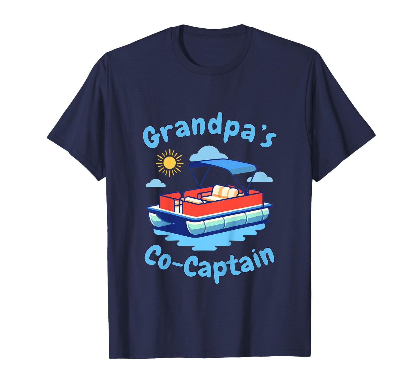 Boating Grandpa's Co-Captain Pontoon Boat Kid Father's Day T-Shirt