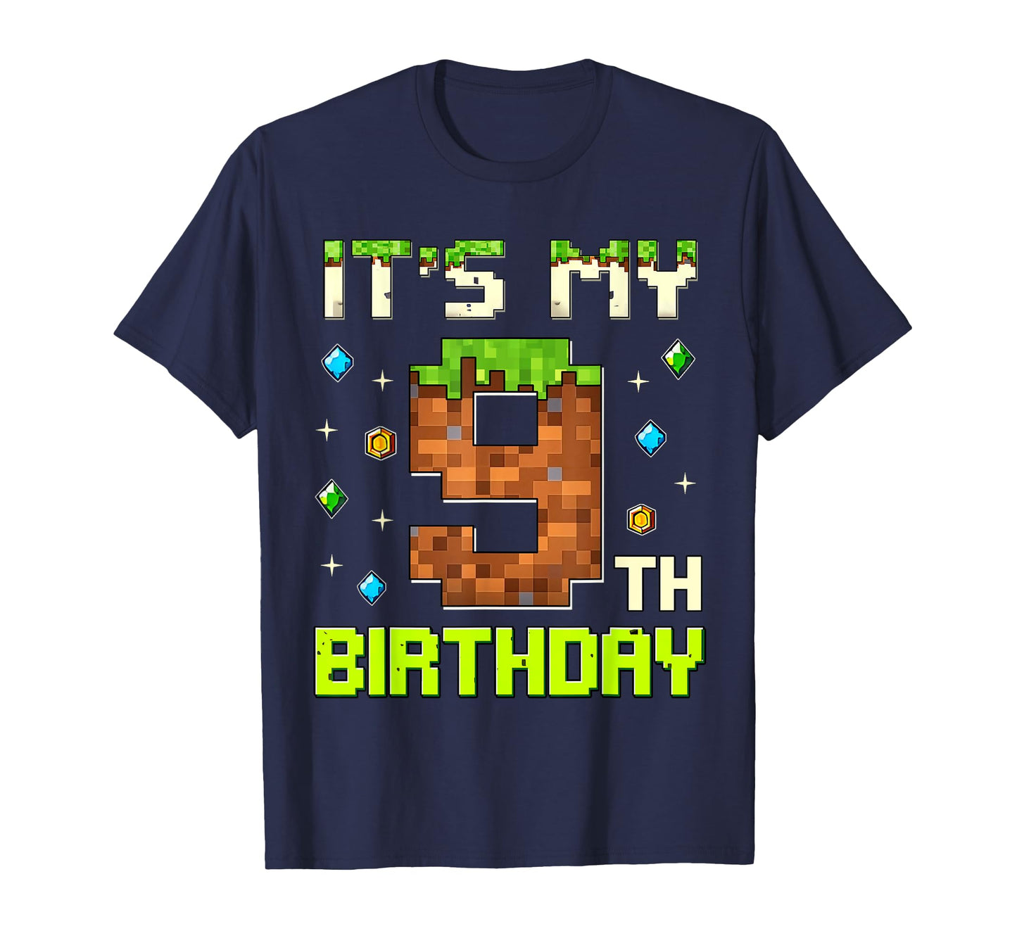 Boys Kids It's My 9th Birthday Game Pixel 9 Years Old T-Shirt