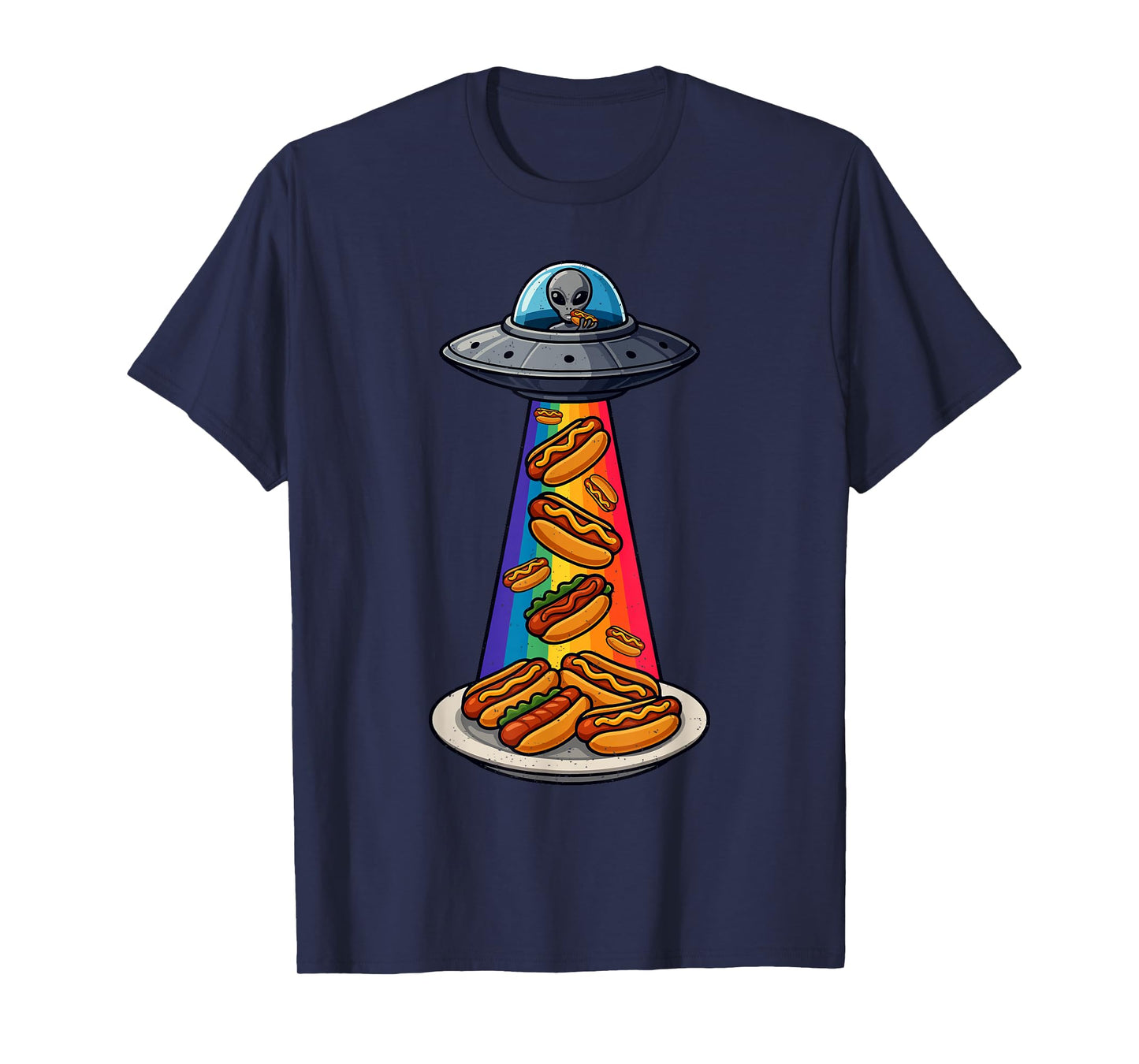 UFO Abduction Hotdog Moon Day Alien Flying Saucer Sausage T-Shirt