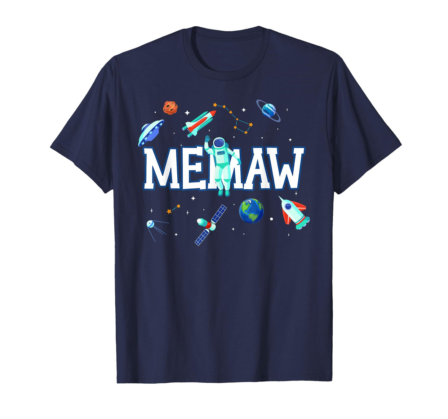 Memaw Astronaut Space Family Matching Birthday Party T-Shirt