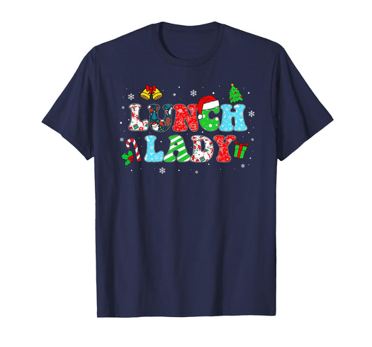 Groovy Lunch Lady Christmas Matching Xmas Lunch Lady Women T-Shirt