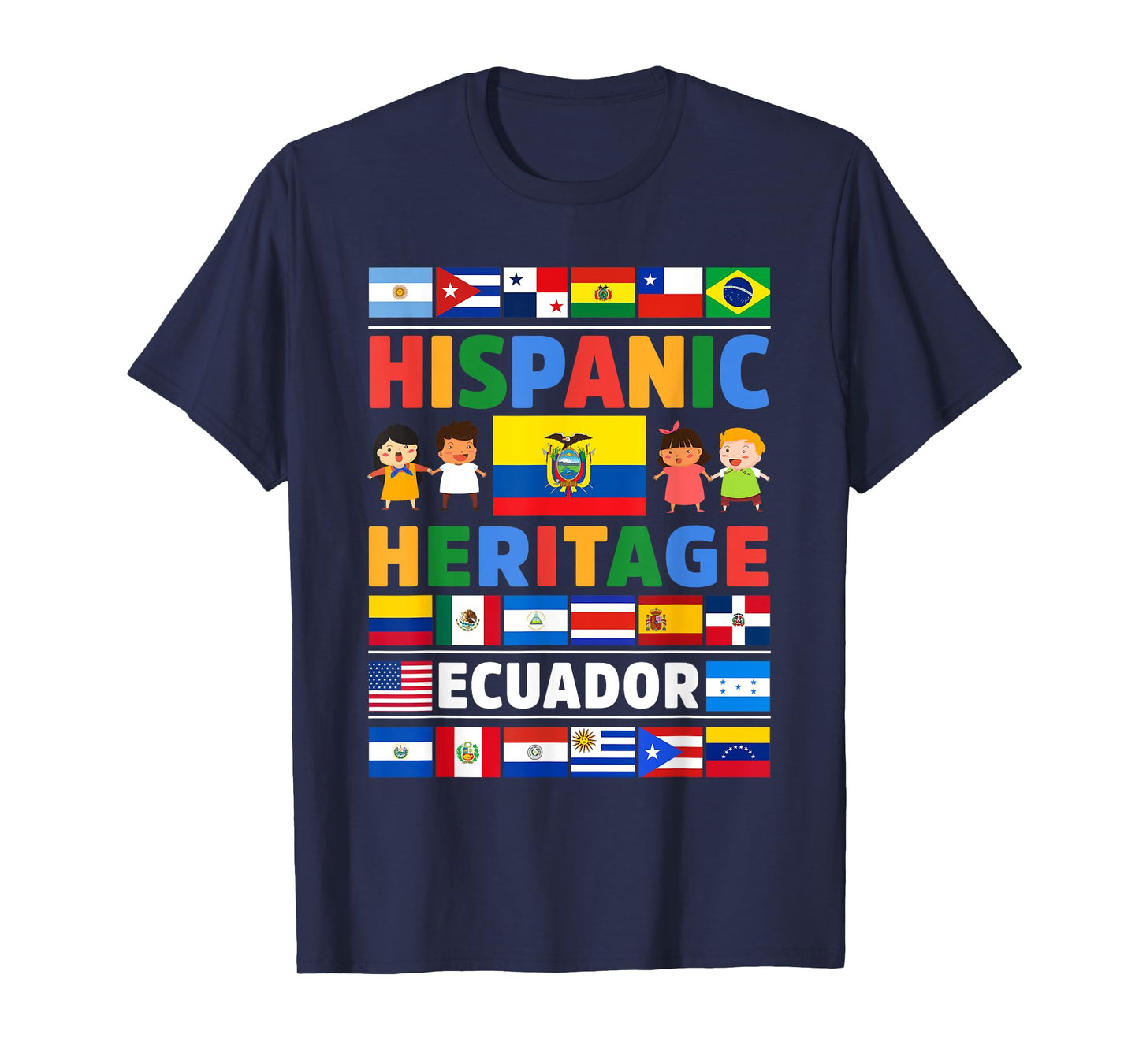 Hispanic Heritage Month Ecuador Flag Latino Kids T-Shirt