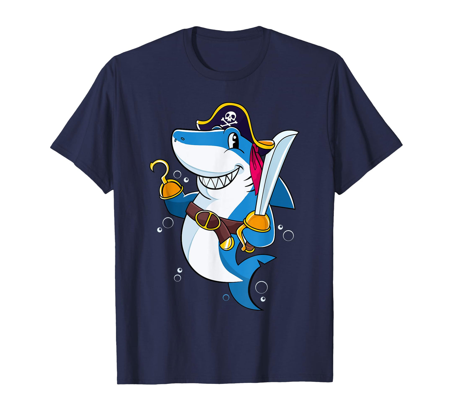 Pirate Shark Captain Kids Boys Toddlers Birthday Party T-Shirt