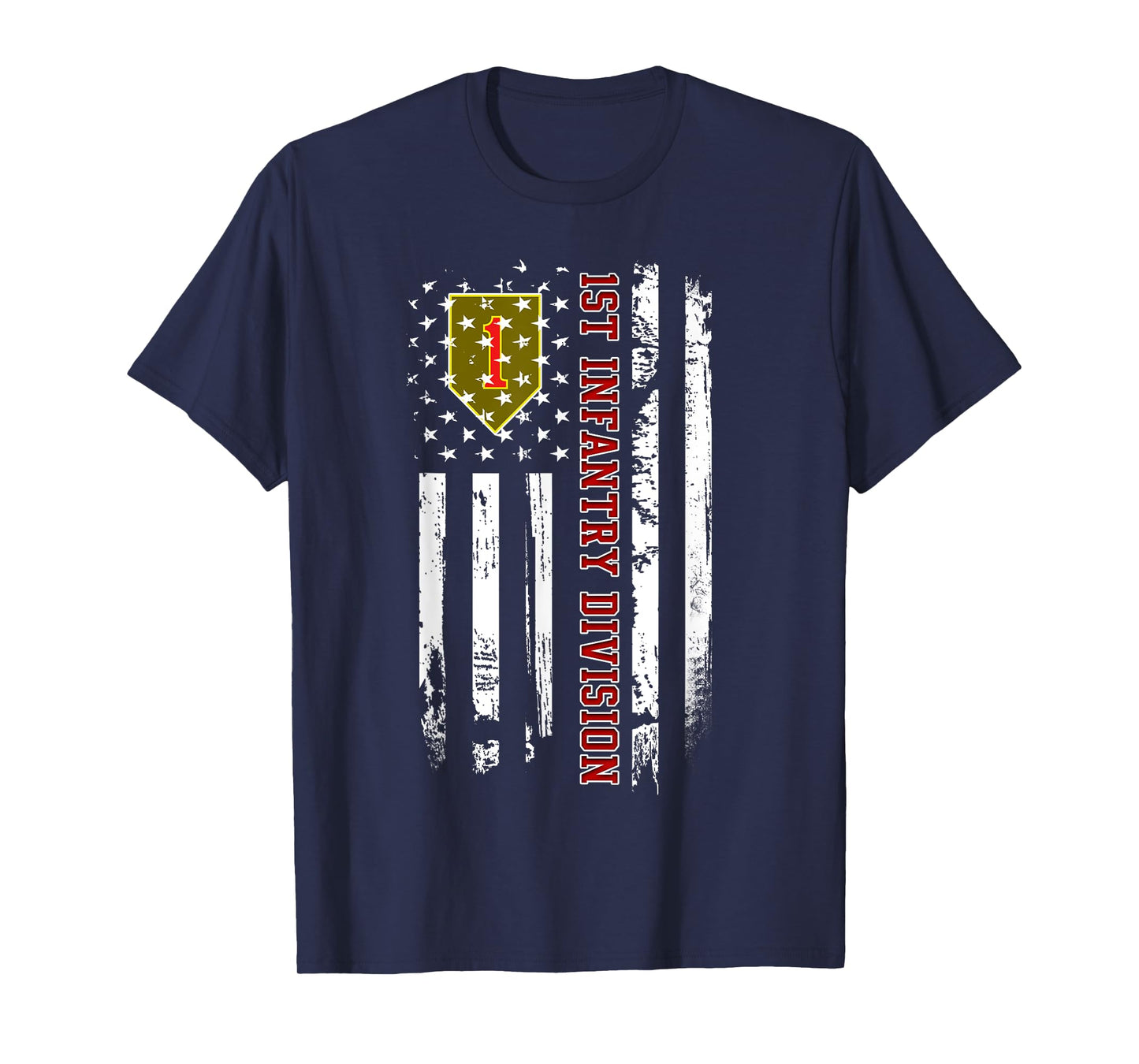 1st Infantry Division American Flag Military Veteran Day T-Shirt