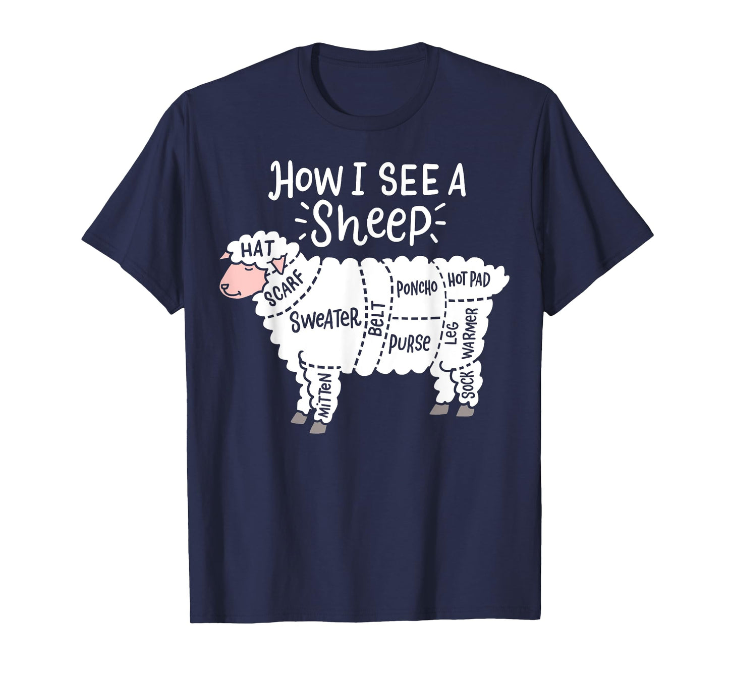 Knitting How I See A Sheep Yarn Wool Knitter Sewing Quilter T-Shirt