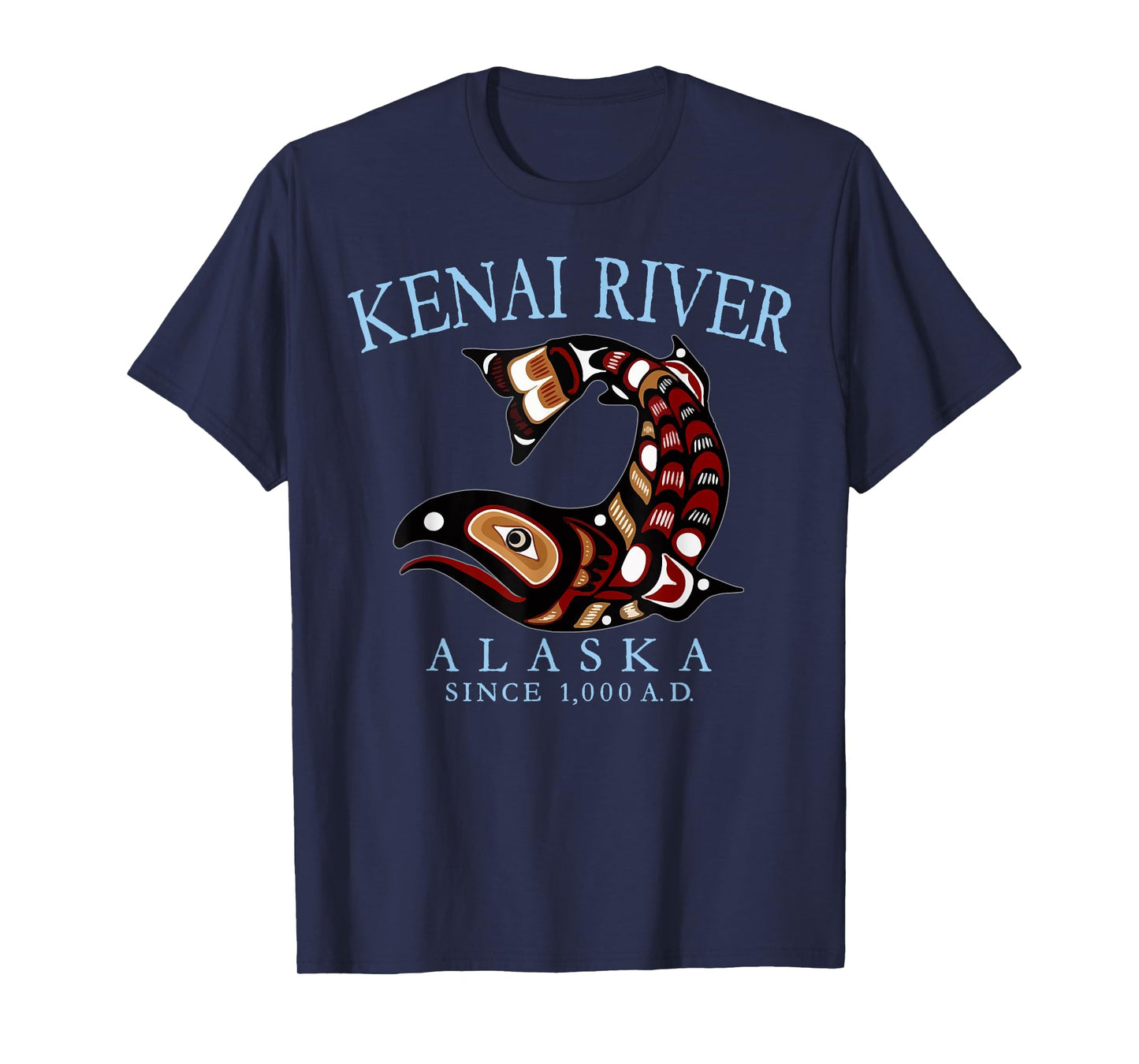 Kenai River Alaska Tribal Salmon Since 1,000 AD Pale Blue T-Shirt