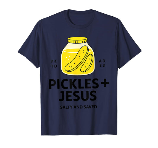 Vintage Pickles Jesus Salty and Saved Christian Apparel T-Shirt