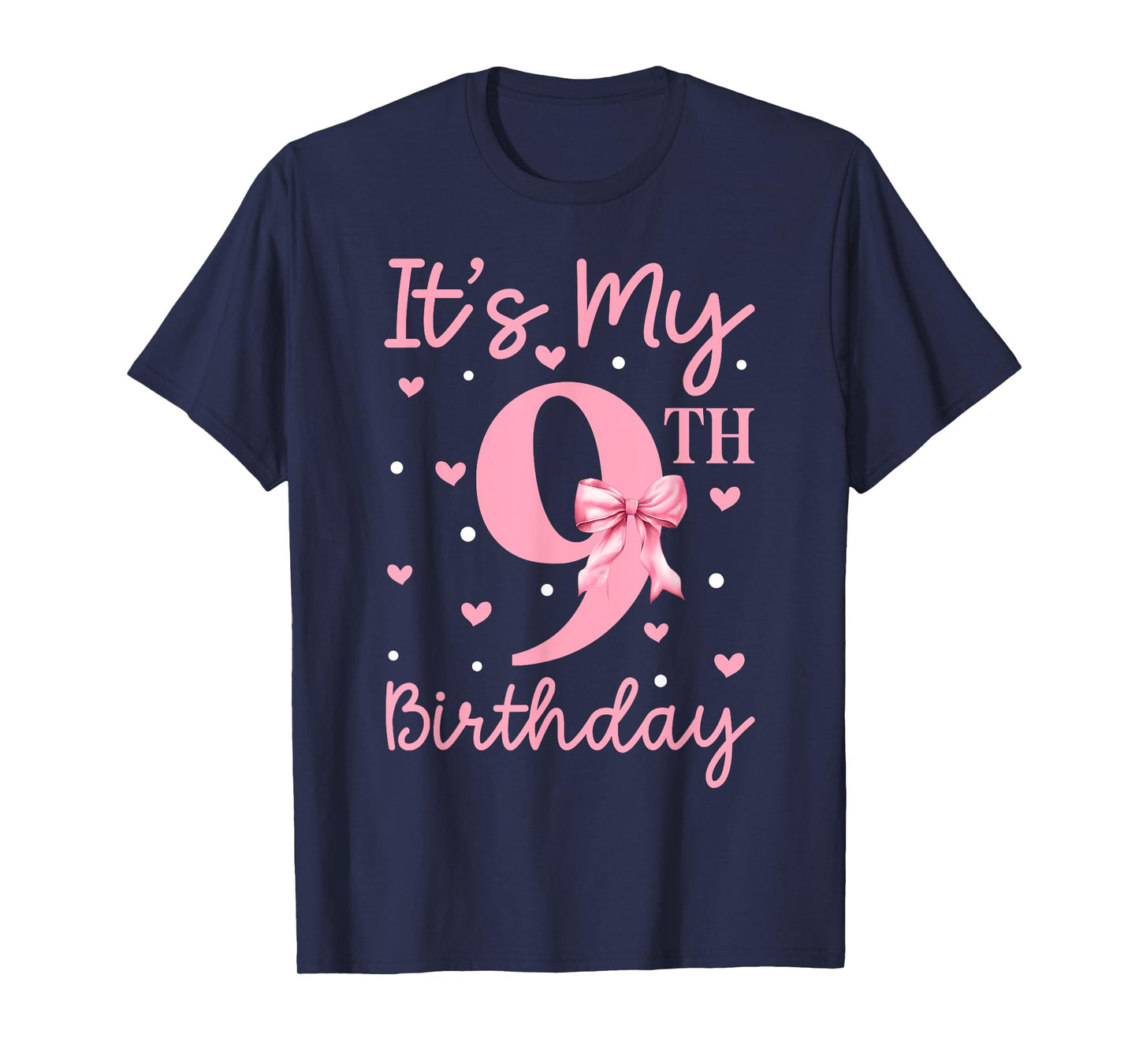 It's My 9th Birthday Kid Girl Coquette Bow 9 Years Old Girls T-Shirt