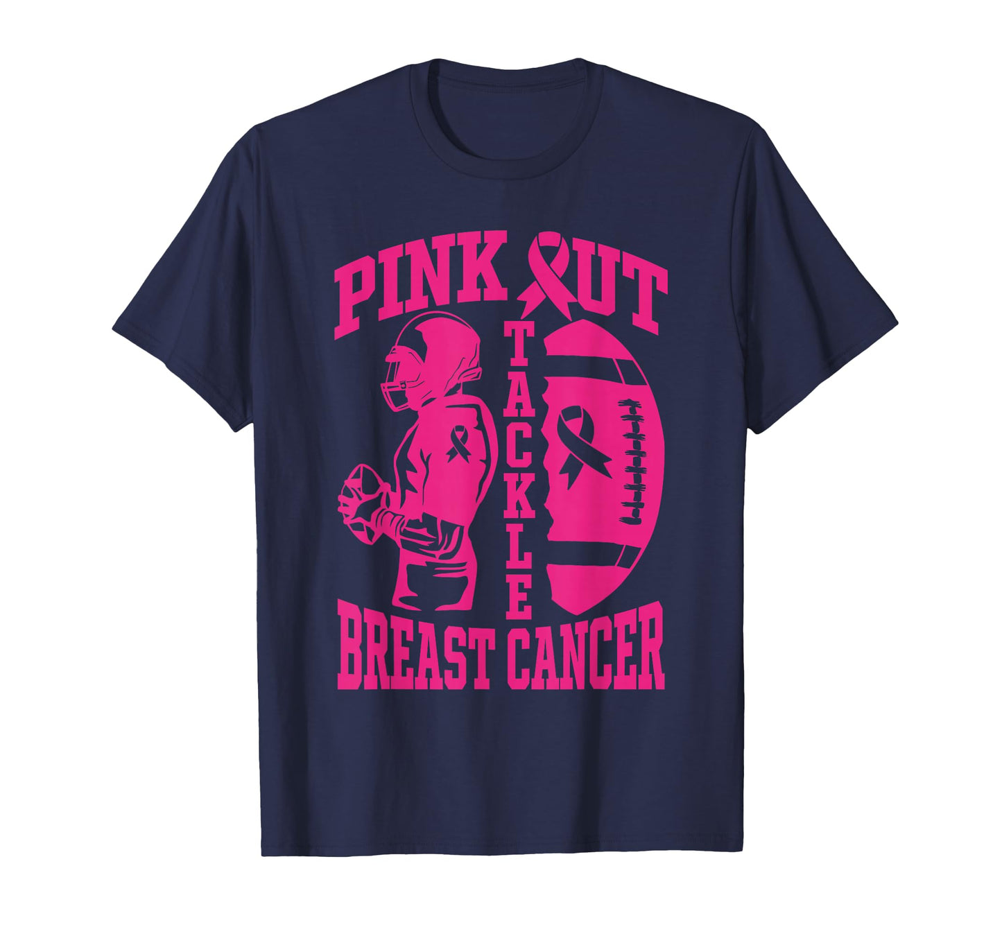 Football Pink Out Tackle Breast Cancer Awareness Graphic T-Shirt