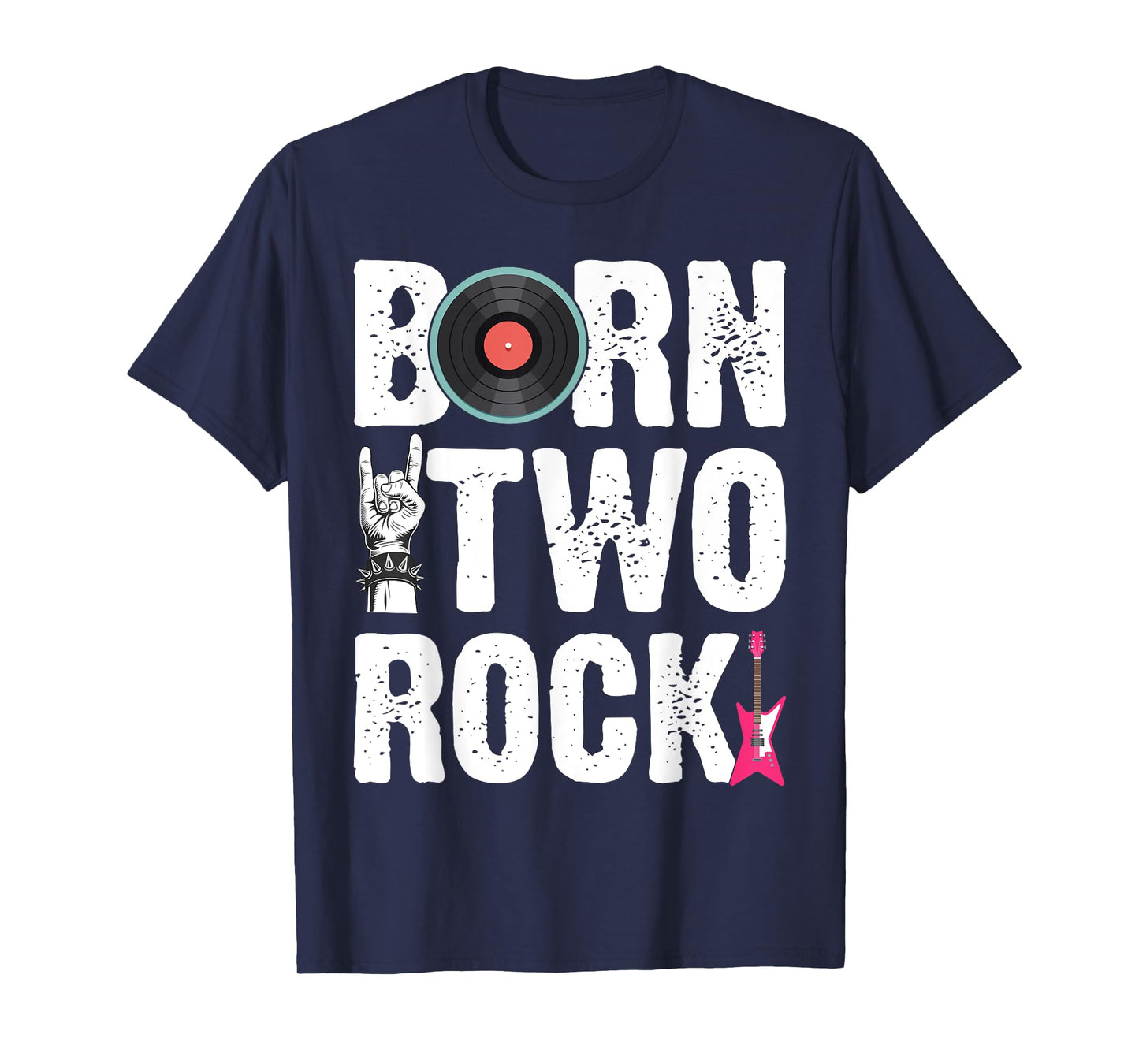 Kids 2nd Birthday Guitar Born Two 2 Rock Rocker Bday Boys T-Shirt