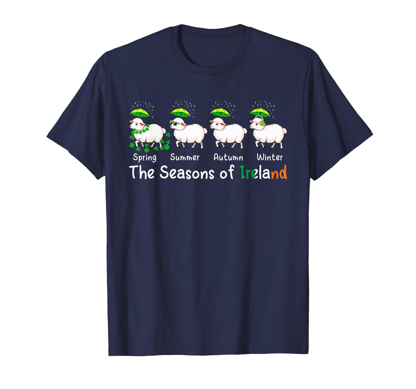 The Seasons Patrick's Day Ireland Four Cute Sheep Shamrocks T-Shirt