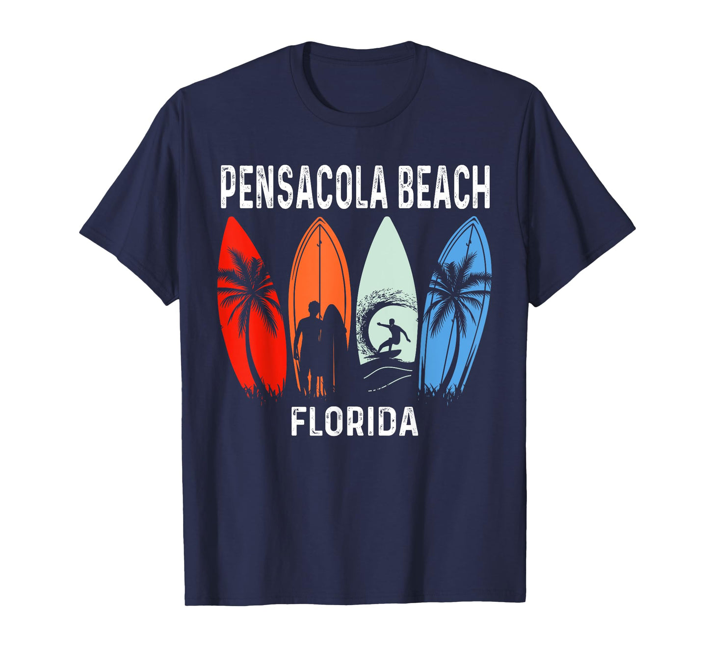 Retro Pensacola Beach Florida Surfboarder Beach Men Women Girls Kids T-Shirt