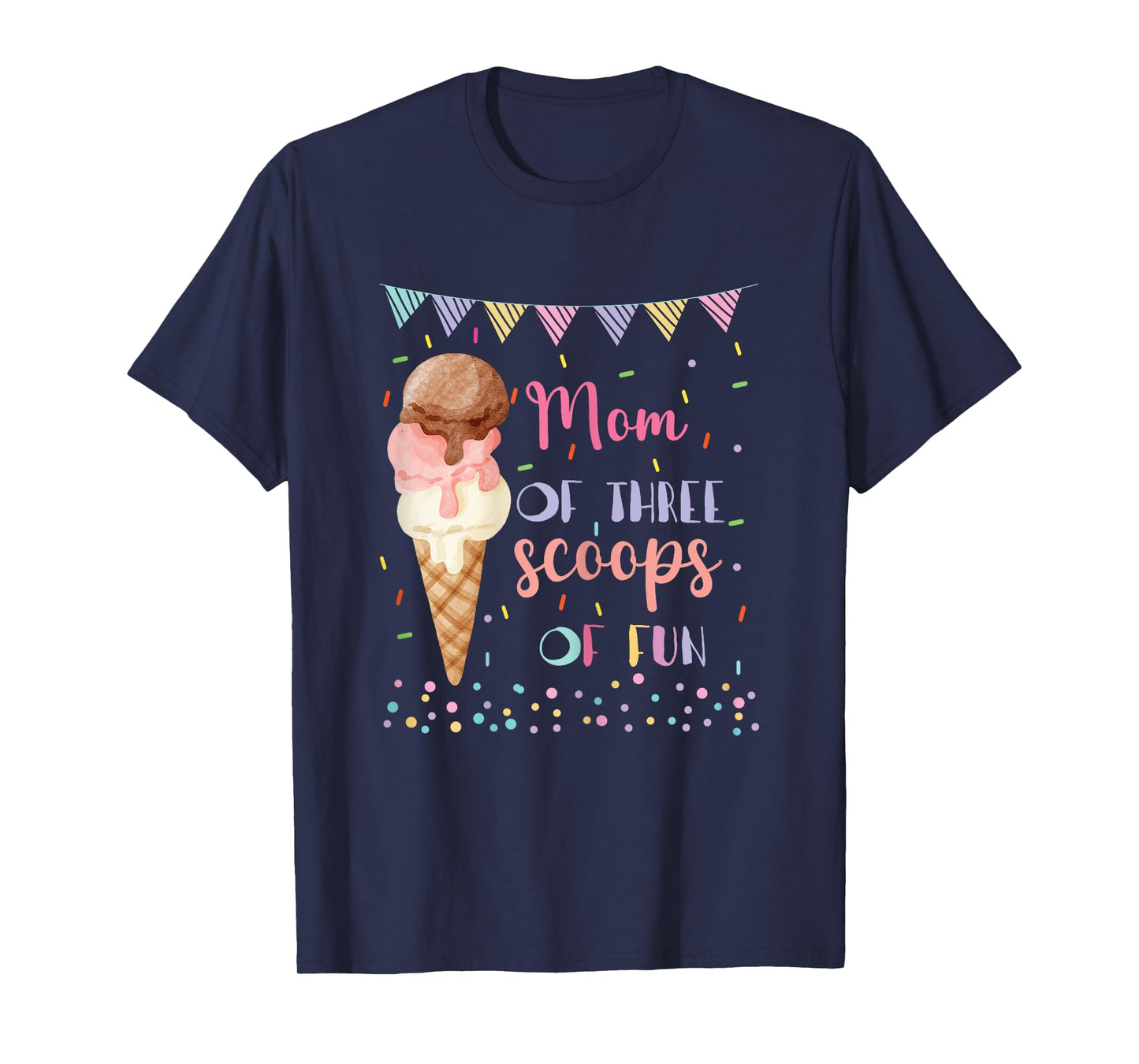 Mom Mommy Ice Cream Third Birthday Three Scoops Of Fun T-Shirt