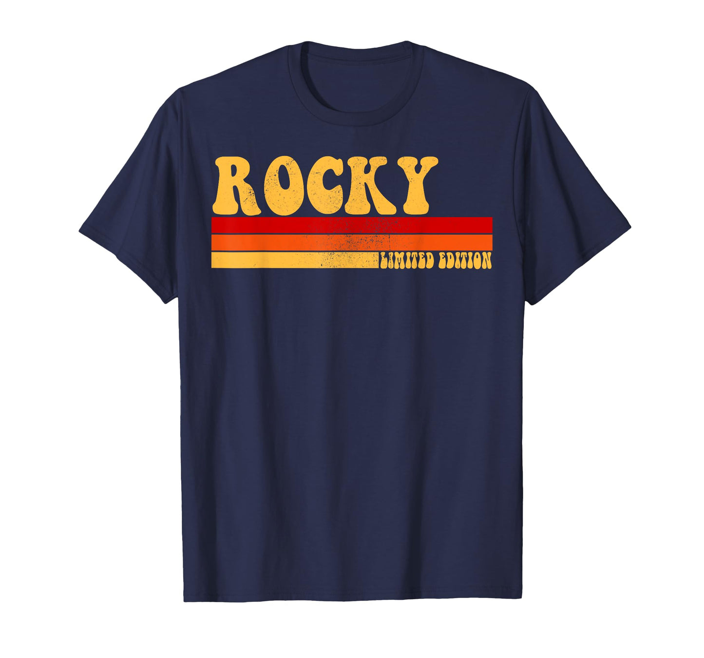 AmaStyle Co. ROCKY Name Personalized Idea Men Retro Vintage ROCKY T-Shirt, Small, Black